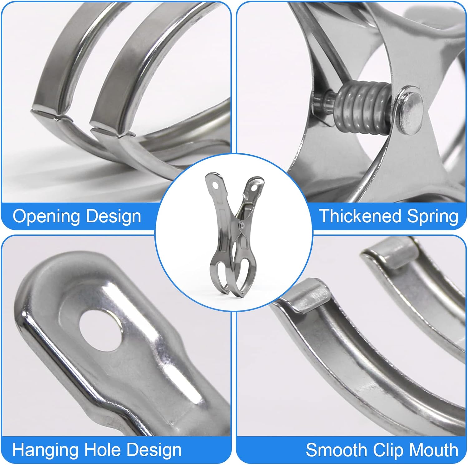 Coideal 10 Stück Edelstahl Strand Handtuch Clips Große hängende Stöpsel Windbeständig für schwere Kleidung (11 cm)